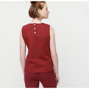 J CREW Sleeveless Top XXS Jeweled Button Ponte NEW Stretch-Knit Burgundy Red